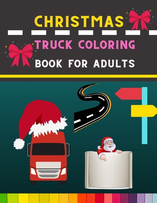 Front cover_Christmas truck coloring book for adults
