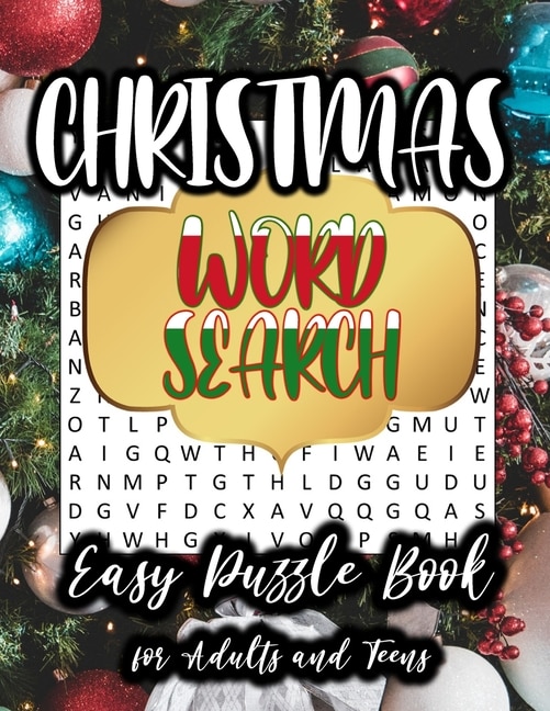 Front cover_Christmas Word Search; Easy Puzzle Book for Adults and Teens