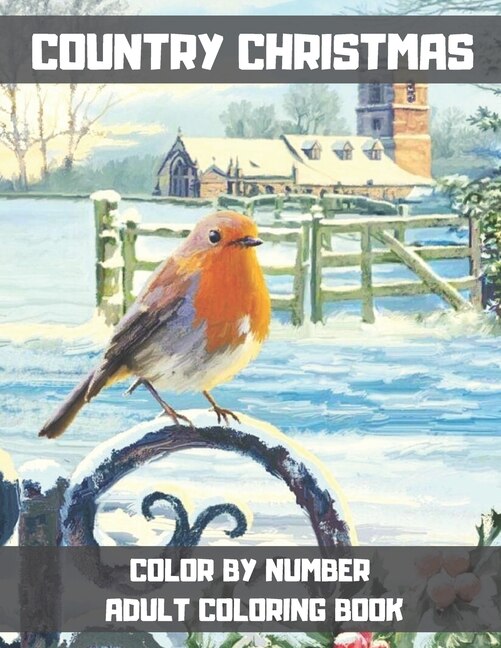 Front cover_Country Christmas Color By Number Adult Coloring Book