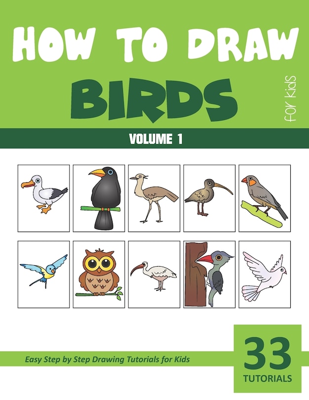 Front cover_How to Draw Birds for Kids - Volume 1
