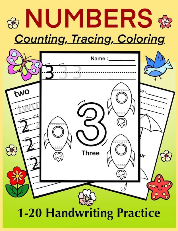 Front cover_NUMBERS - Counting, Tracing, Coloring. 1-20 Handwriting Practice