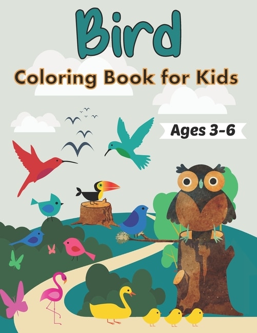 Front cover_Bird Coloring Book for Kids Ages 3-6
