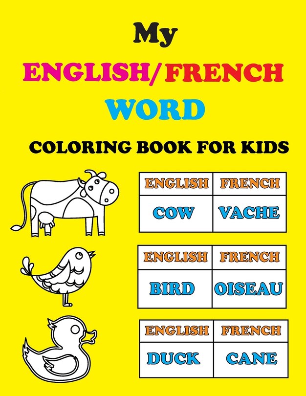 Front cover_My English/French word, coloring book for kids.