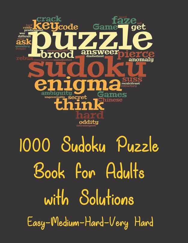 Front cover_1000 Sudoku Puzzle Book for Adults with Solutions (Easy-Medium-Hard-Very Hard)
