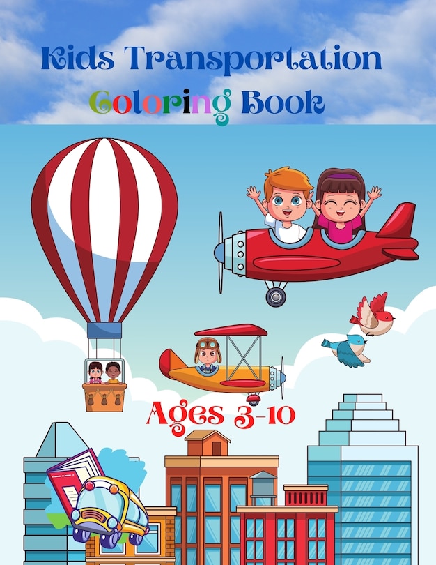 Front cover_Kids Transportation Coloring Book