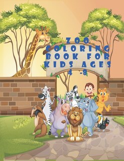 Front cover_Zoo coloring book for kids ages 4-8