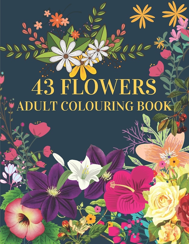 Front cover_43 Flowers Adult Colouring Book