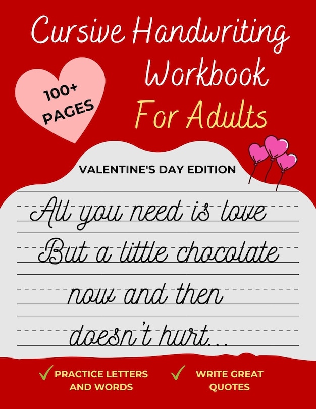 Couverture_Cursive Handwriting Workbook For Adults Valentine's Day Edition