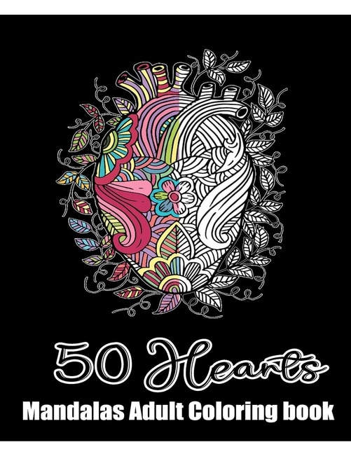 Front cover_50 Hearts Mandalas - Adult Coloring book