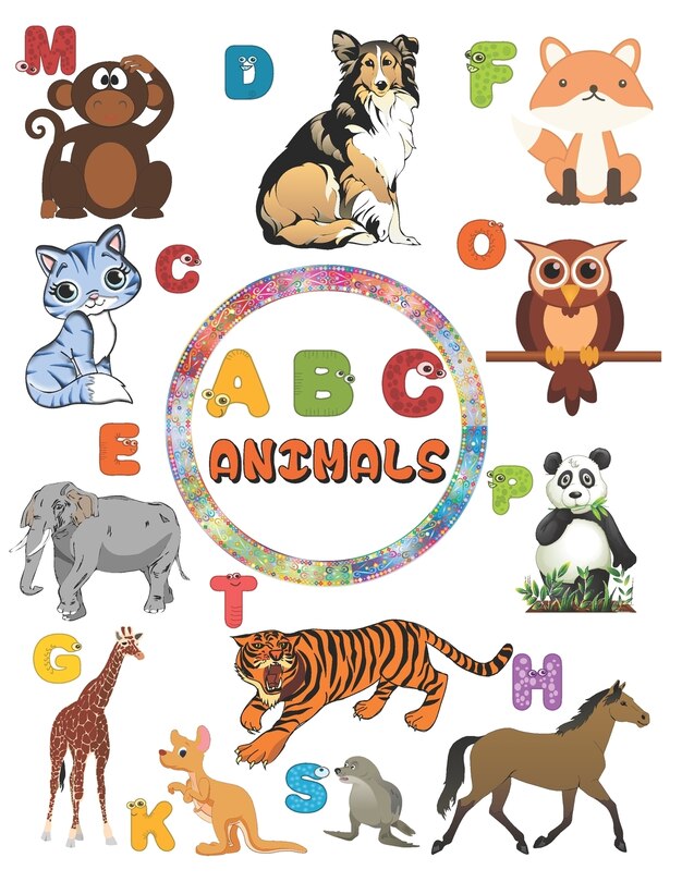 ABC animals: amazing Gift for kids to learn the alphabets, trace them color animals and learn facts about animals . all in one educational and fun book