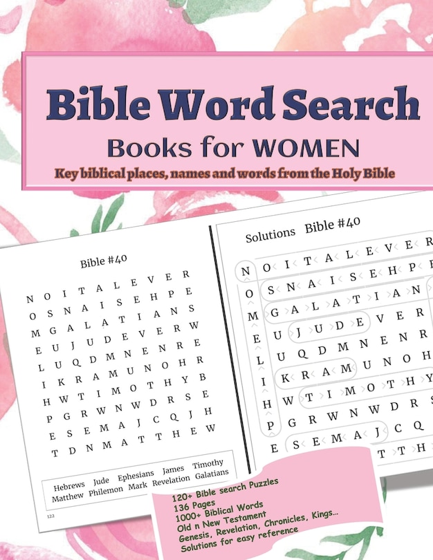 Bible Word Search Books for WOMEN: Large Print - BIBLE Word Puzzle Activity book with solutions - Collection of 1000+ Key Biblical names and places from Old and New Testament