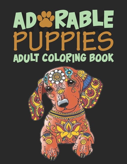 Front cover_Adorable Puppies Adults Coloring Book