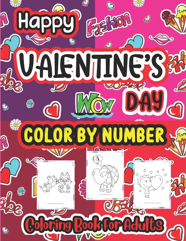 Front cover_Happy Valentine Day Color by number Coloring book for Adults