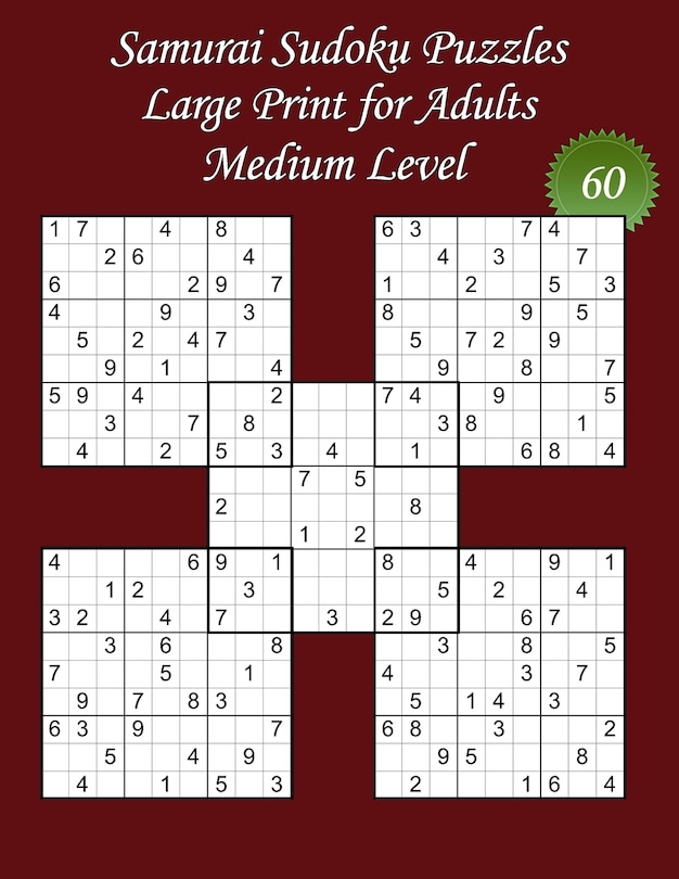 Front cover_Samurai Sudoku Puzzles - Large Print for Adults - Medium Level - N°60