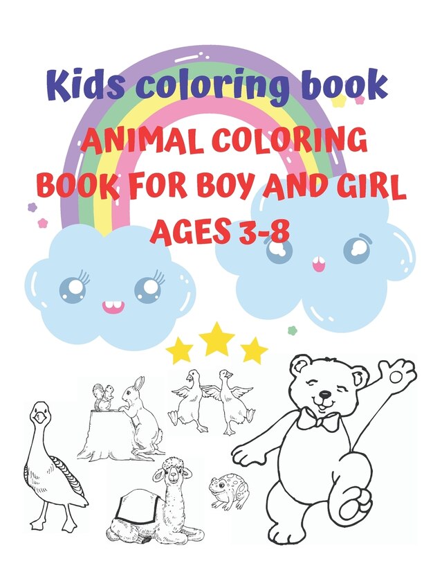 Front cover_Kids coloring book animal coloring book for boy and girl ages 3-8