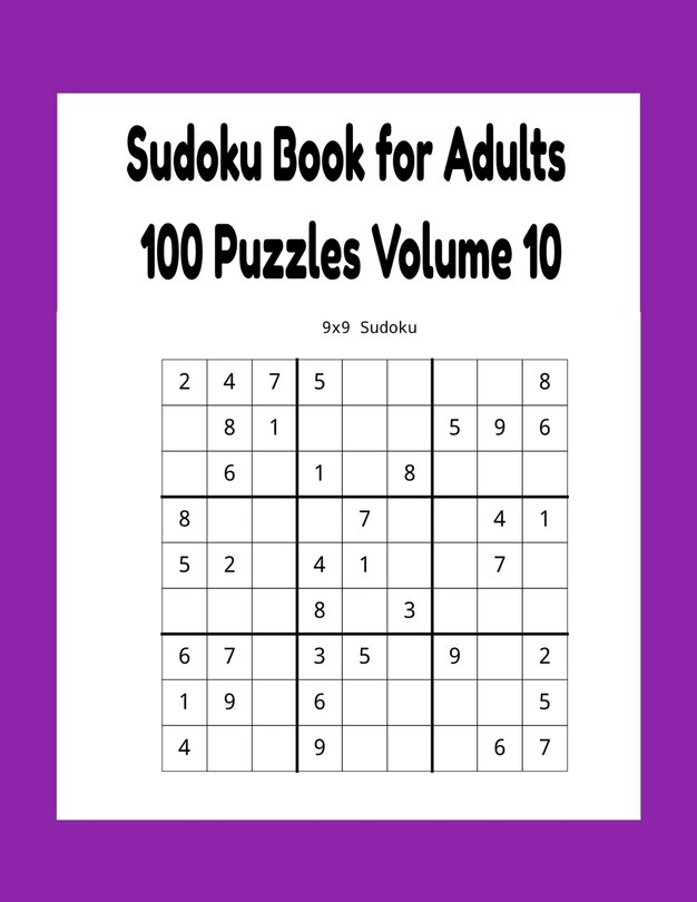 Front cover_Sudoku Book for Adults 100 Puzzles Volume 10