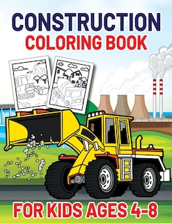 Front cover_Construction Coloring Book for Kids Ages 4-8
