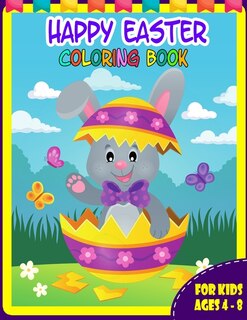 Front cover_Happy Easter Coloring Book for Kids Ages 4-8