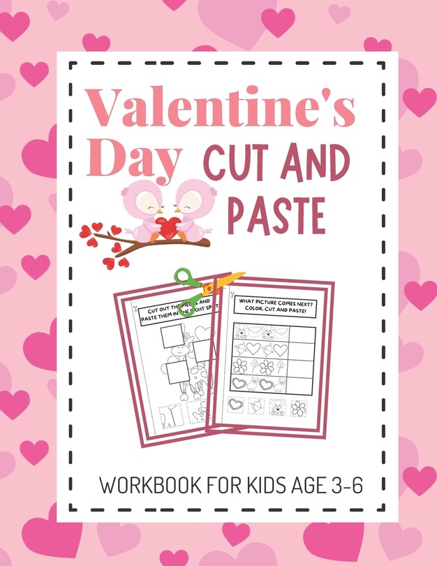 Couverture_Valentine's Day Cut and Paste Workbook for Kids Aged 3-6