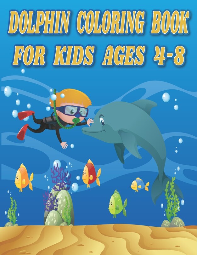 Front cover_Dolphin Coloring Book For Kids Ages 4-8