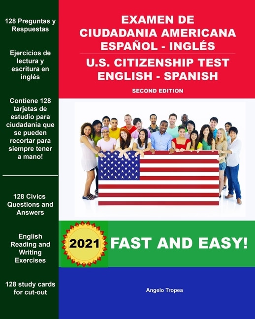 Couverture_Examen de Ciudadania Americana Español - Inglés U.S. Citizenship Test English - Spanish Second Edition