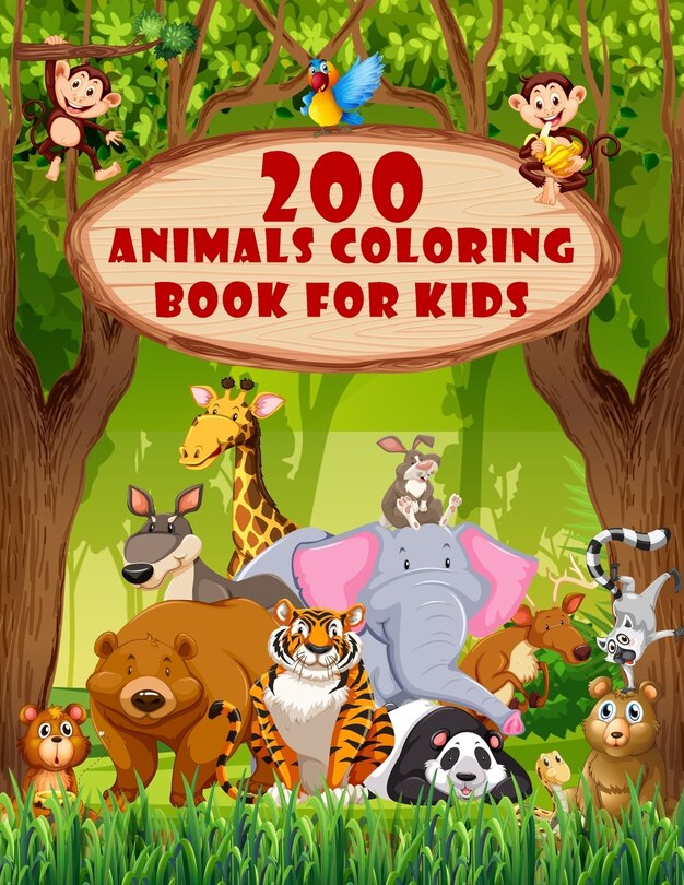 Front cover_200 Animals Coloring Book For Kids