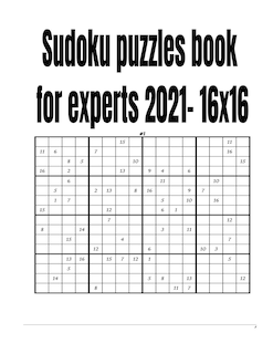 Couverture_Sudoku puzzles book for experts 2021- 16x16