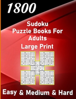 Front cover_1800 sudoku puzzle book for adults large print easy & medium & hard