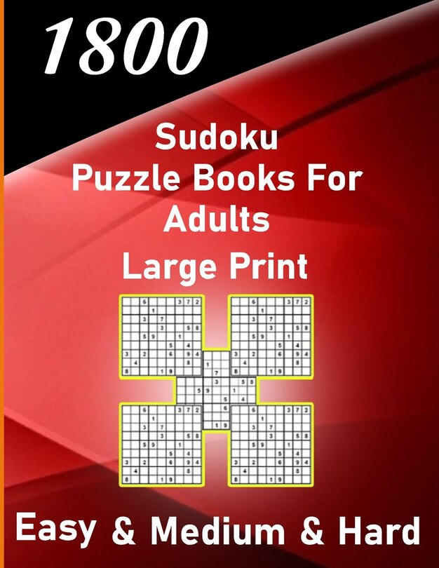 Front cover_1800 sudoku puzzle book for adults large print easy & medium & hard