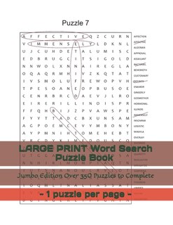 LARGE PRINT Word Search Puzzle Book - 1 puzzle per page - Jumbo Edition Over 350 Puzzles to Complete