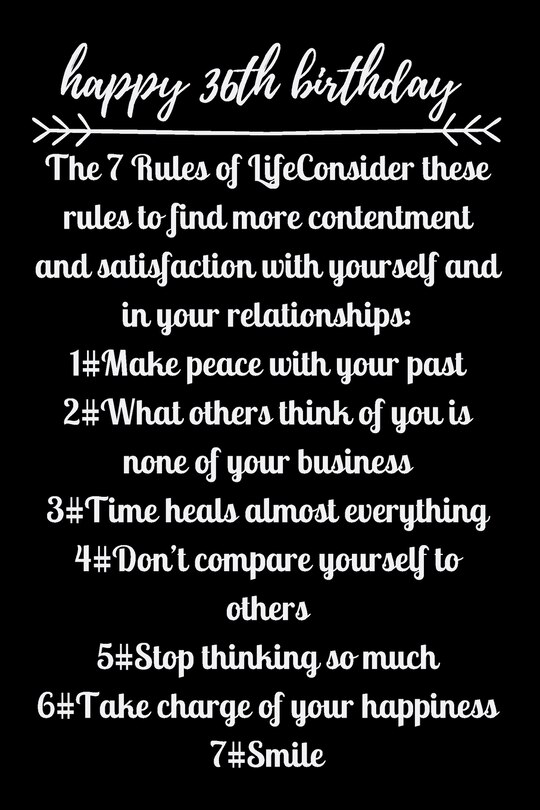 Front cover_happy36th birthday The 7 Rules of Life