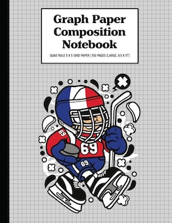 Graph Paper Composition Notebook Quad Rule 5x5 Grid Paper - 150 Sheets (Large, 8.5 x 11): Hockey Kid France