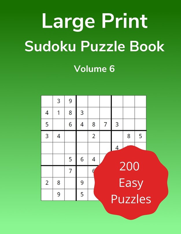 Front cover_Large Print Sudoku Puzzle Book Volume 6