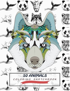Front cover_50 Animals Coloring Sketchbook