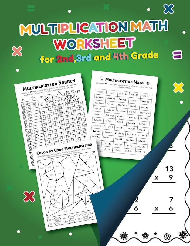 Front cover_Multiplication Math Worksheet for 2nd, 3rd and 4th grade