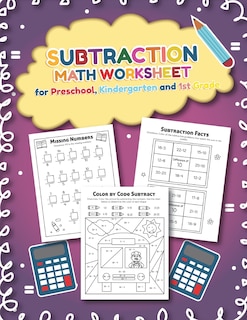 Front cover_Subtration Math Worksheet for Preschool, Kindergarten and 1st grade