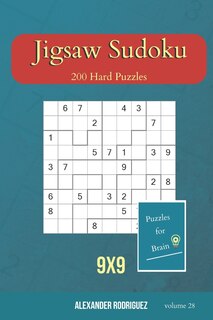 Front cover_Puzzles for Brain - Jigsaw Sudoku 200 Hard Puzzles 9x9 (volume 28)