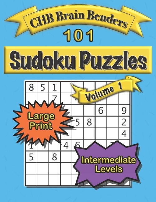 Couverture_101 Sudoku Puzzles Volume 1 Large Print Intermediate Level