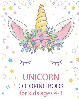 Front cover_unicorn coloring book for kids ages 4-8