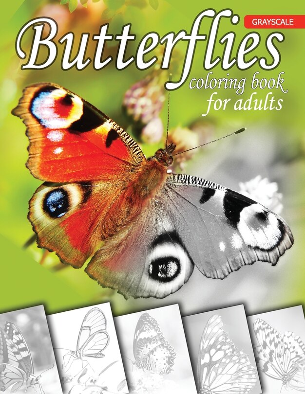 Front cover_Butterflies Grayscale Coloring Book for Adults