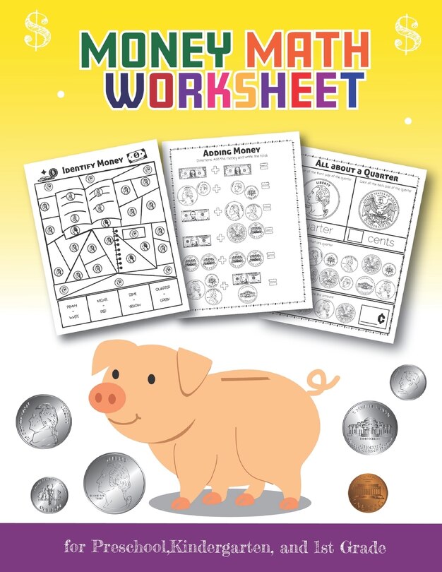 Front cover_Money Math Worksheet for Preschool, Kindergarten and 1st grade