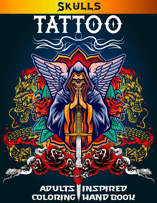 Couverture_Skulls Tattoo Adults Inspired Coloring Hand Book