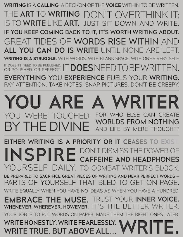 Front cover_Writer Motivational Notebook - Writing Prompts To Cure Writer's Block - The Writing Manifesto Blank Journal