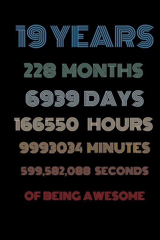 19 years of being awesome: Vintage Birthday gift for 19 years old / 19th birthday gifts for kids, men and women