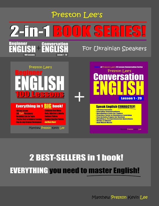Front cover_Preston Lee's 2-in-1 Book Series! Beginner English 100 Lessons & Conversation English Lesson 1 - 20 For Ukrainian Speakers
