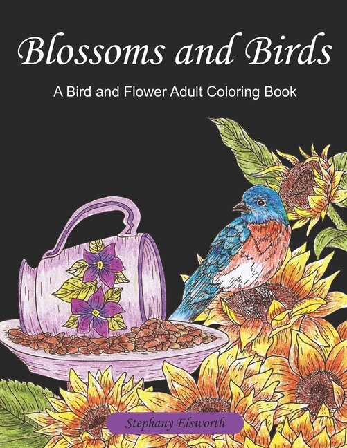 Front cover_Blossoms and Birds Adult Coloring Book