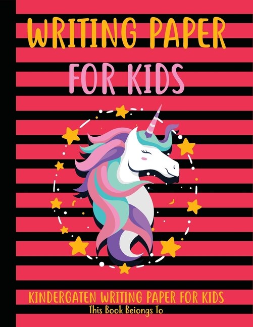 writing paper for kids: Kindergarten writing paper with lines for ABC kids.