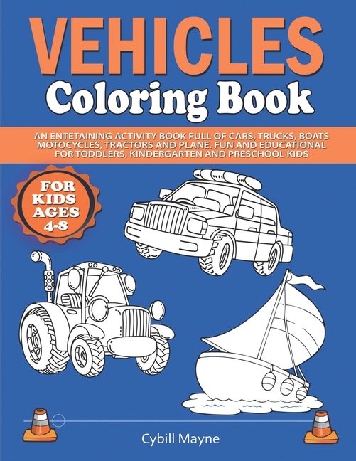 Front cover_Vehicles Coloring Book for Kids Ages 4-8