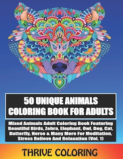 Front cover_50 Unique Animals Coloring Book For Adults