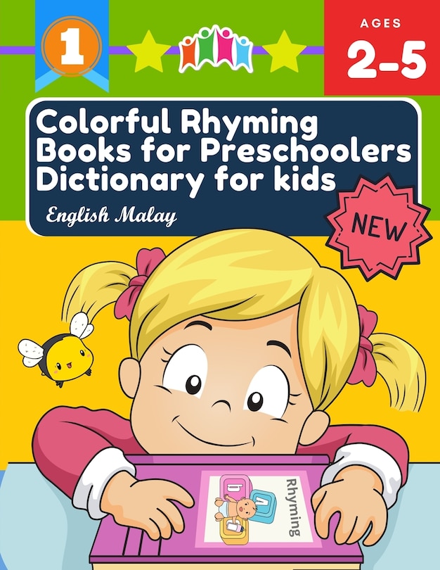 Colorful Rhyming Books for Preschoolers Dictionary for kids English Malay: My first little reader easy books with 100+ rhyming words picture cards big books for preschoolers, toddlers, kindergarten, homeschooling children for online distance learning